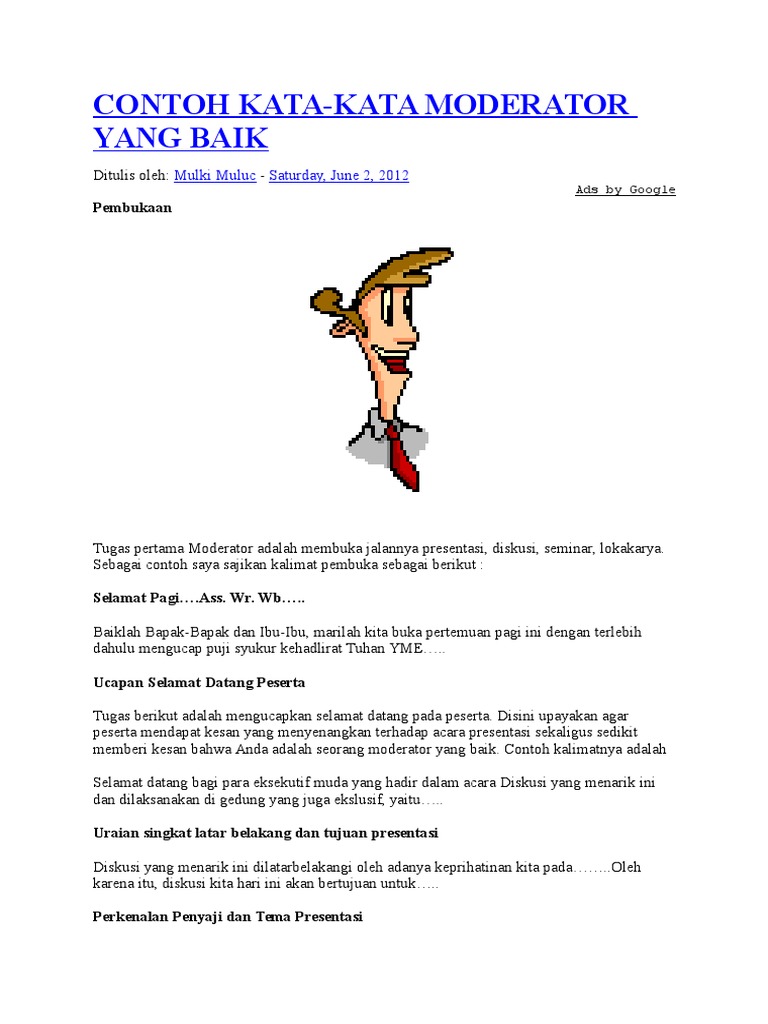 Contoh Kata Moderator
