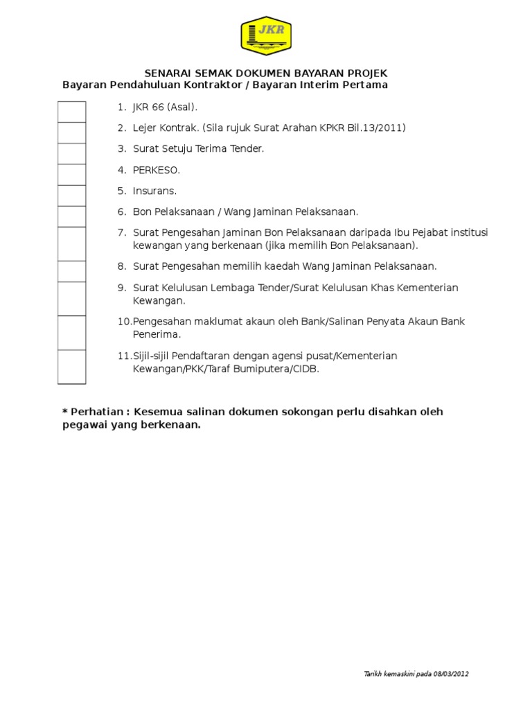 Senarai Semak Bayaran Terkini 08032012 Pdf