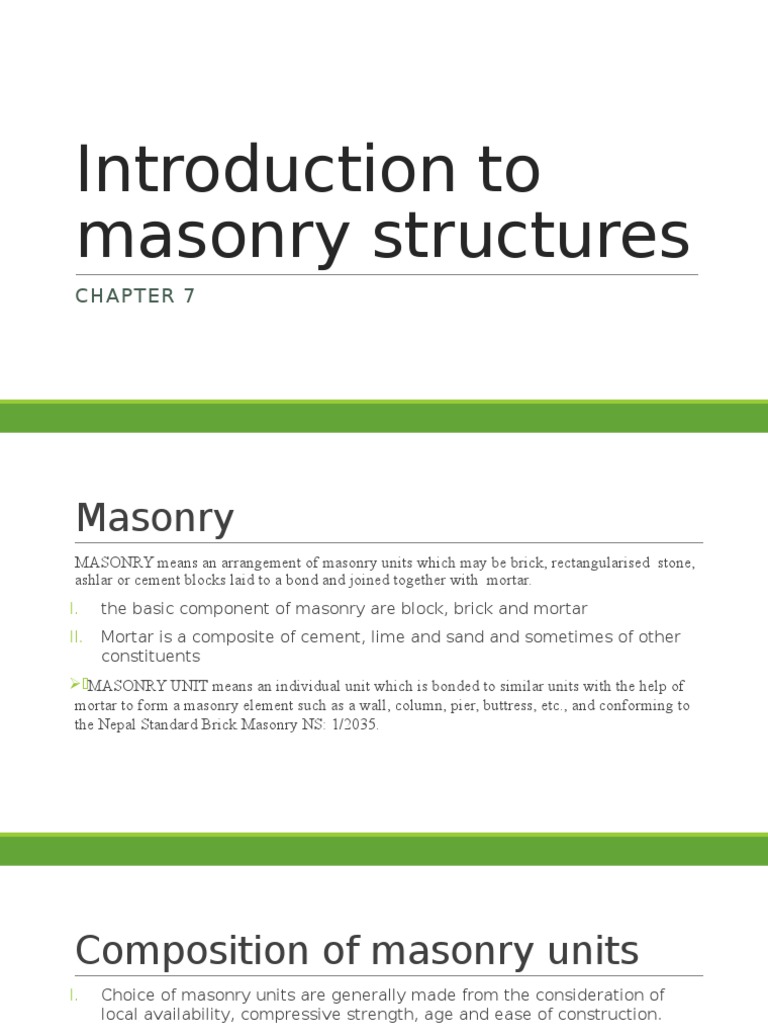 Introduction To Masonry Structures PDF Masonry Brick