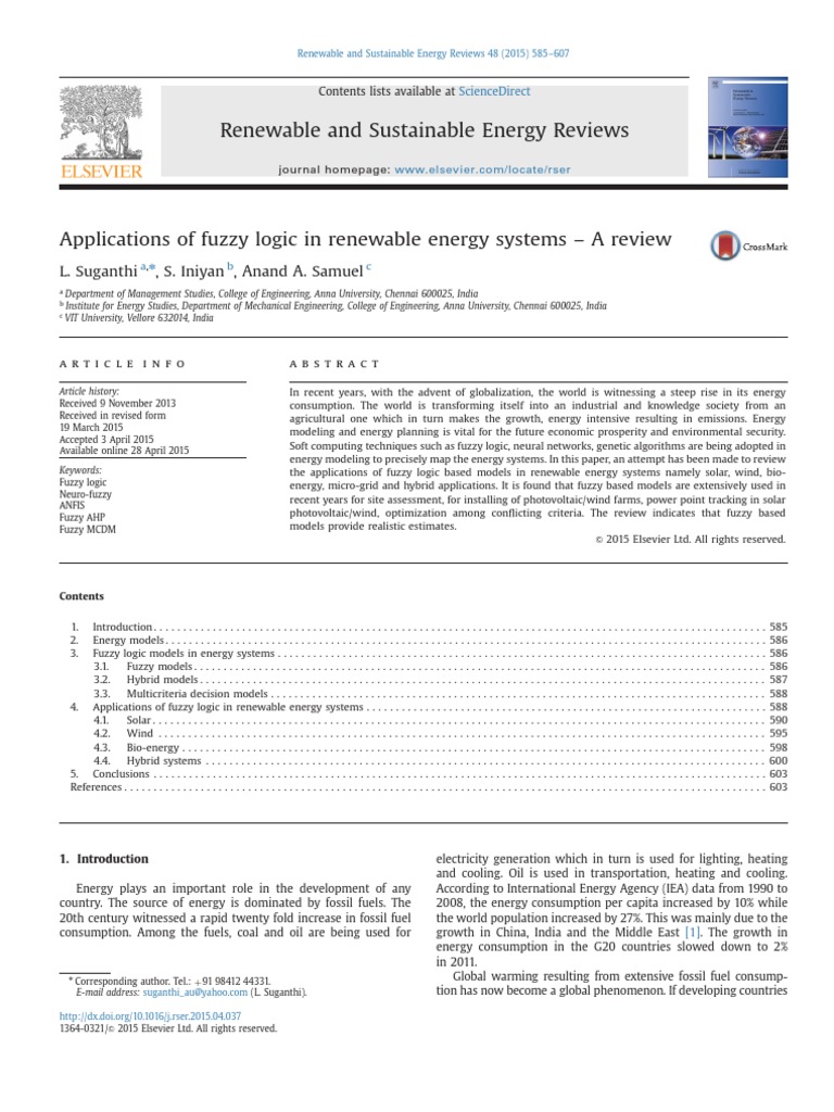 Fuzzy Logic in Renewable Energy Systems | PDF | Photovoltaic System ...