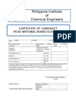 Philippine Institute of Chemical Engineers: Certificate of Candidacy Piche National Board Elections