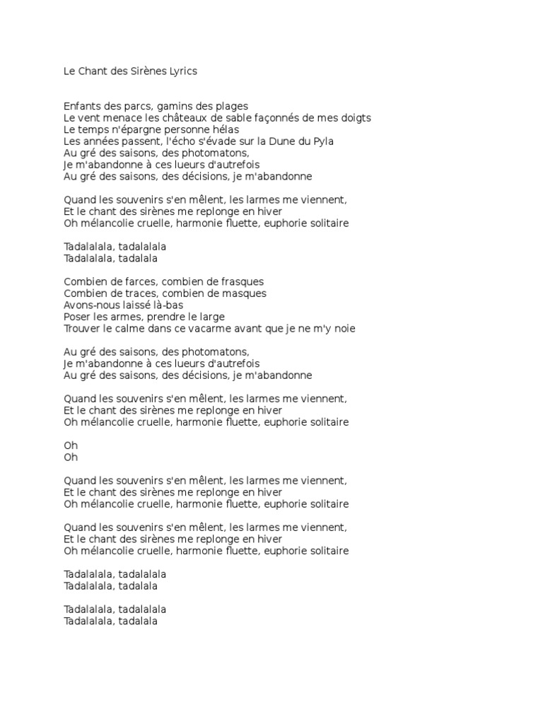 Frero Delavega Le Chant Des Sirenes Lyrics