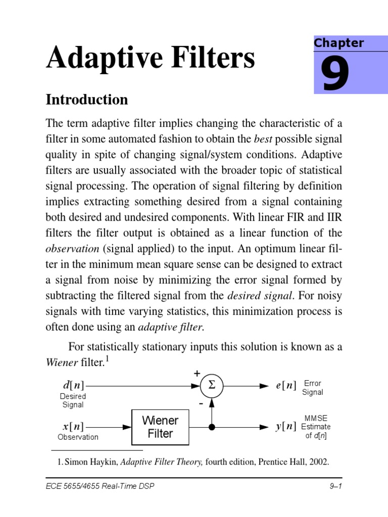 Adaptive Filters in Real-Time DSP | PDF | Digital Signal Processing ...
