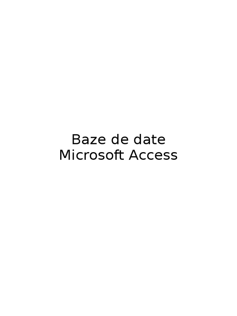 Baze de Date Ms Access | PDF