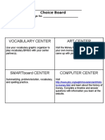 Vocabulary Center Art Center: TITLE: - Choice Board