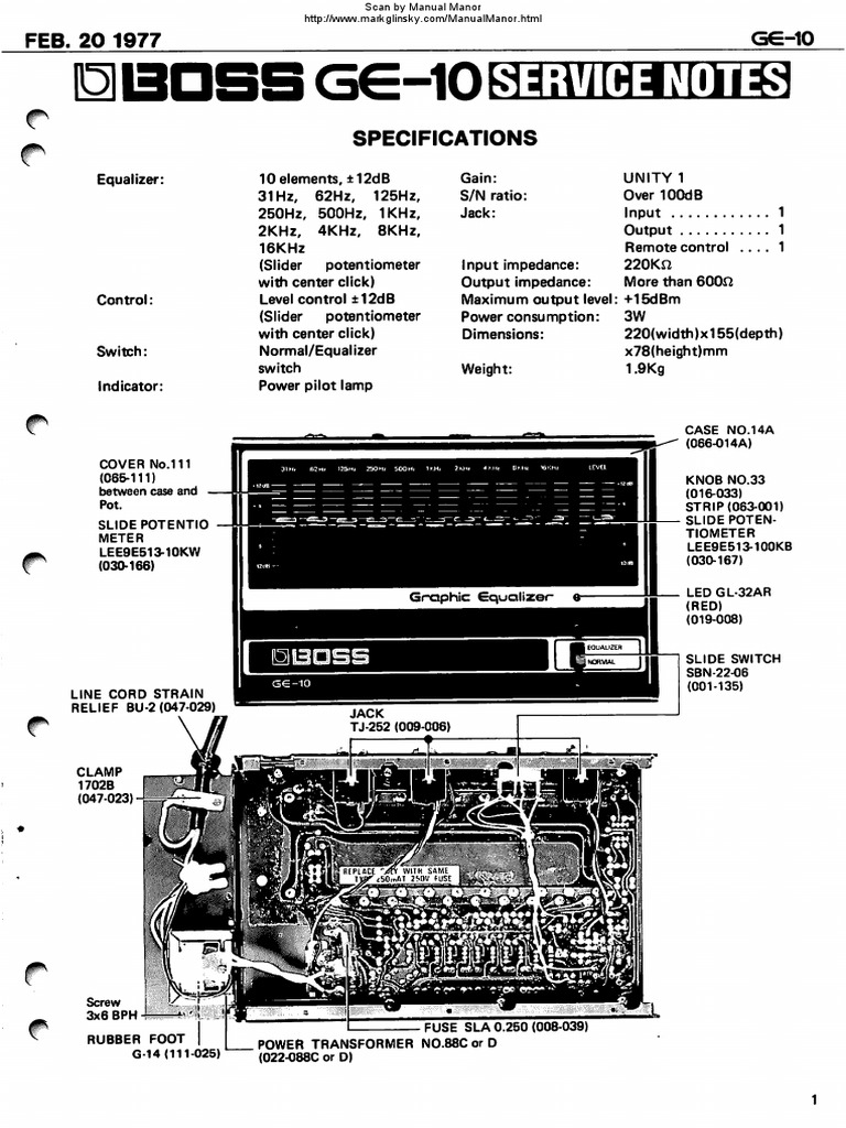 Boss GE-10 Service Notes | PDF | Telecommunications Engineering