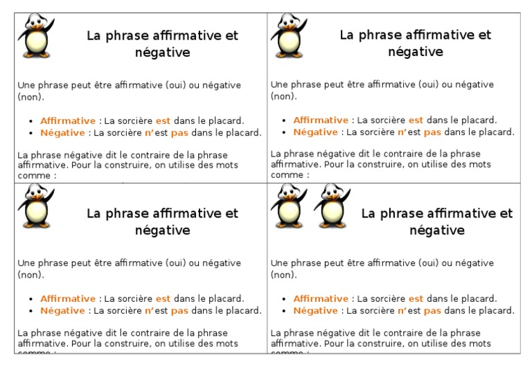 Exercice Phrase Affirmative Et Négative Ce1 Pdf Ce1-Leçon-grammaire-La-phrase-affirmative-et-négative.doc