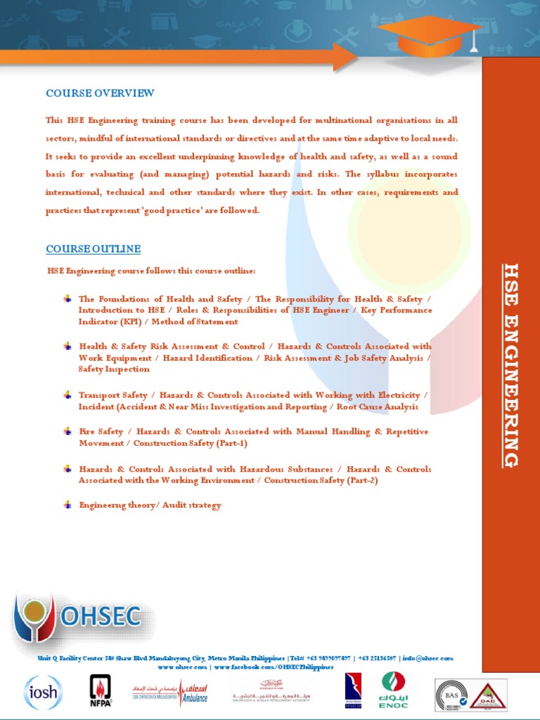 HSE Engineering Course Overview | PDF | Occupational Safety And Health ...