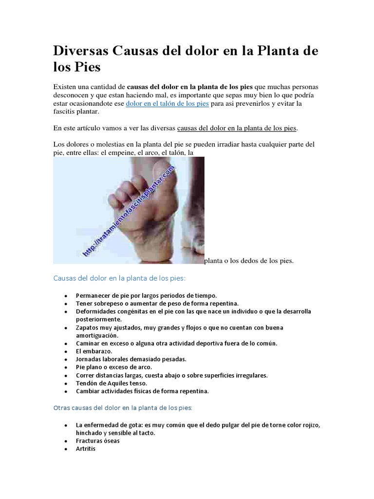 Diversas Causas Del Dolor en La Planta de Los Pies Pie