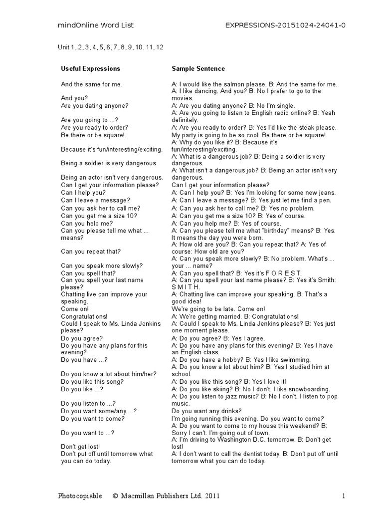 Word List Expressions20151024240410 Useful Expressions