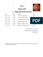 JR High Basketball Schedule 2016