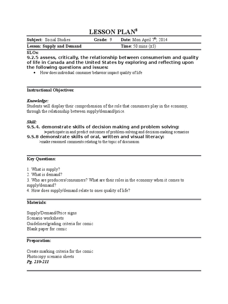supply demand lesson pdf demand economic equilibrium