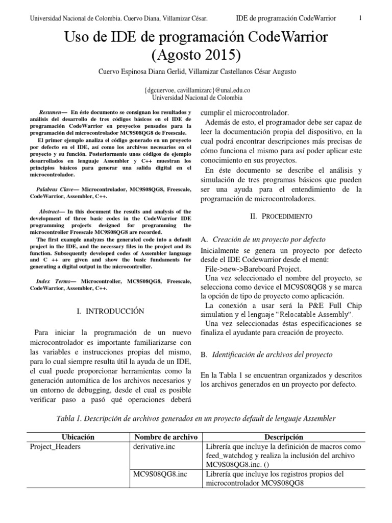 Programación de MC9S08QG8 en CodeWarrior | PDF | Ingeniería de Sistemas ...