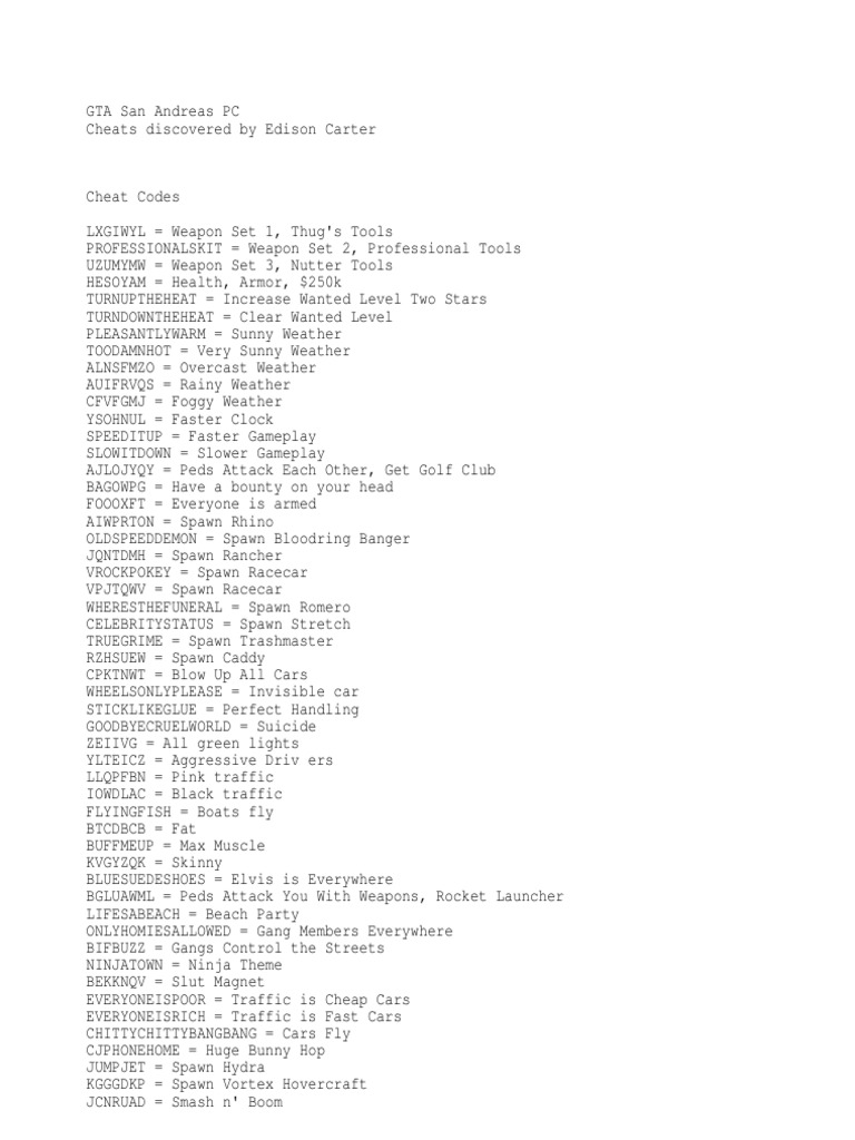 Gta San Andreas Sports Car Cheat » MOBINOTE