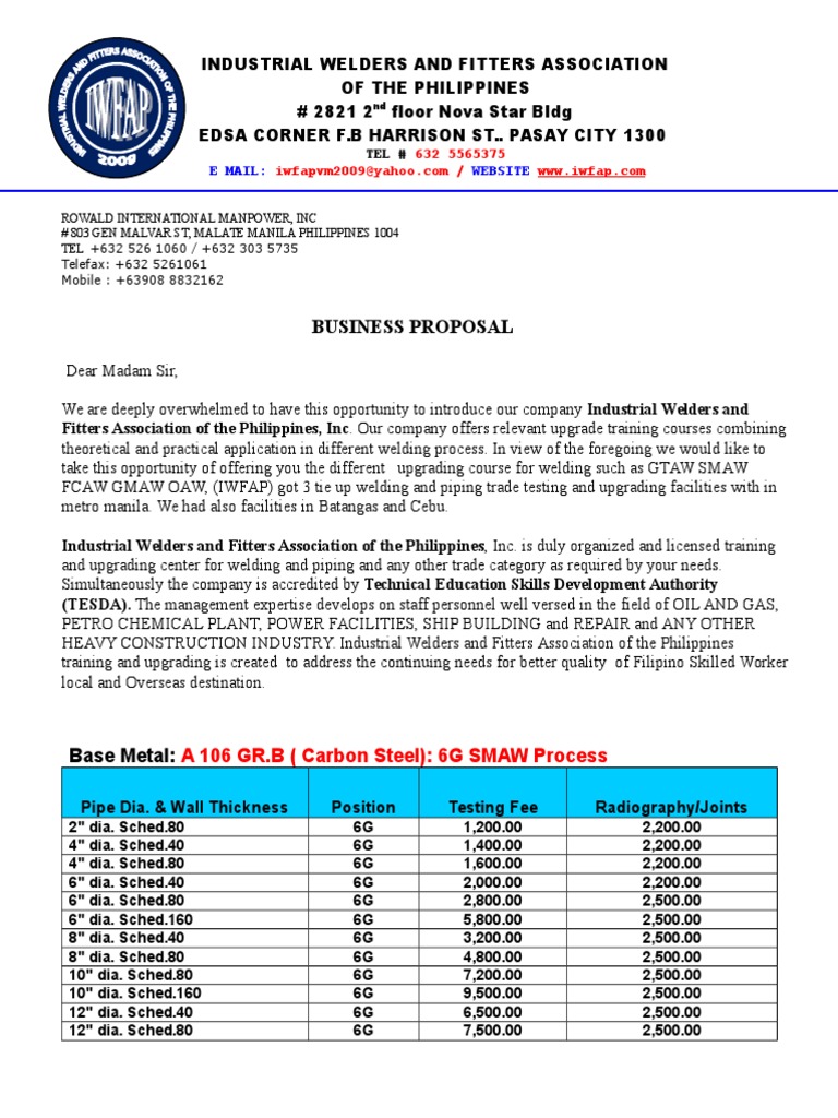 Trade Test Proposal Welding Structural Steel