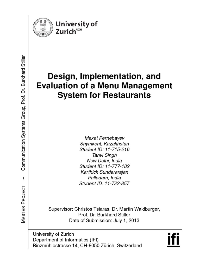 Menu Management System for Restaurants | PDF | Menu | Usability