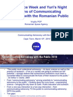 World Space Week and Yuri’s Night as Means of Communicating Astronomy with the Romanian Public