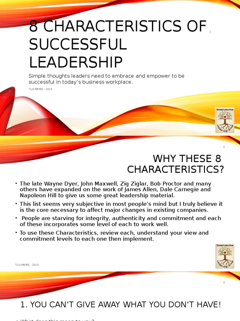 8 Characteristics of Successful Leadership | PDF | Action (Philosophy ...
