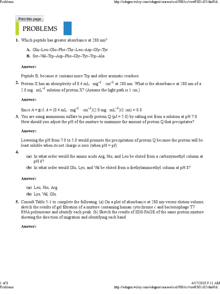 Ch 5 Problems Electrospray Ionization Proteins