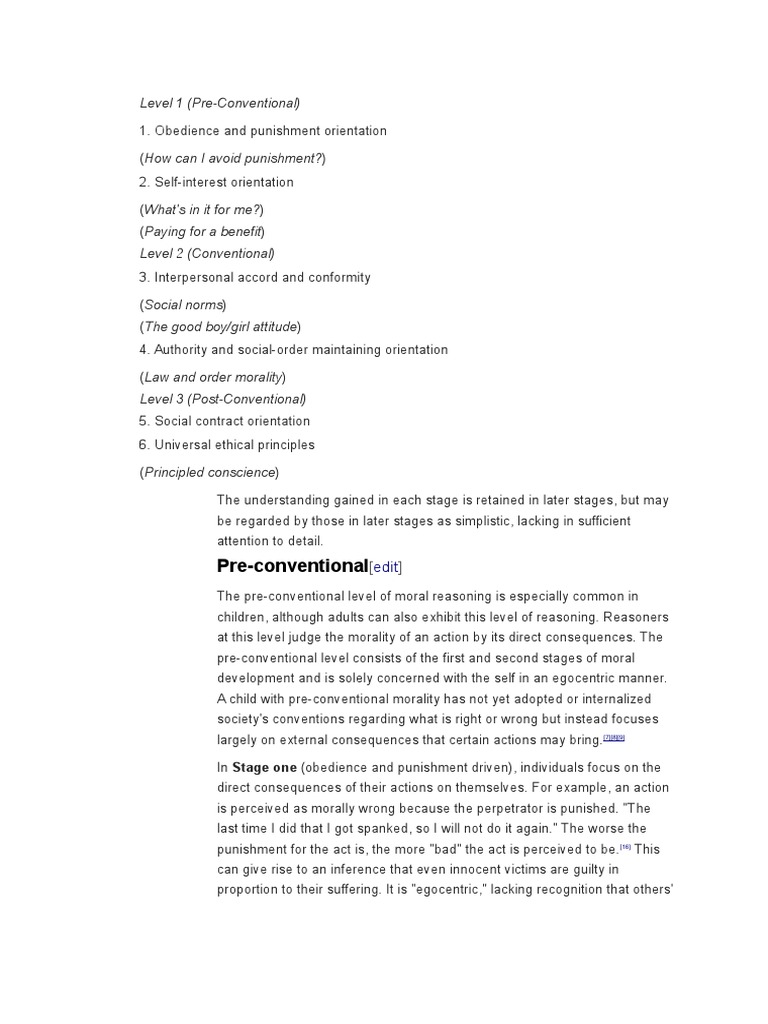 Level 1 (Pre-Conventional) | PDF | Social Institutions | Social Science