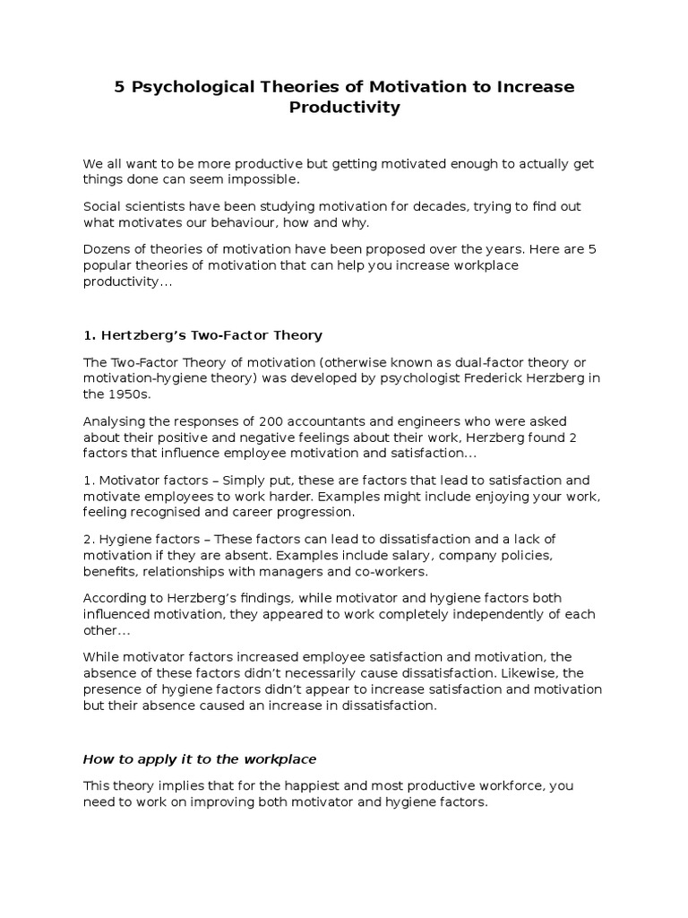 5 Theories to Boost Workplace Motivation | PDF | Motivation | Motivational