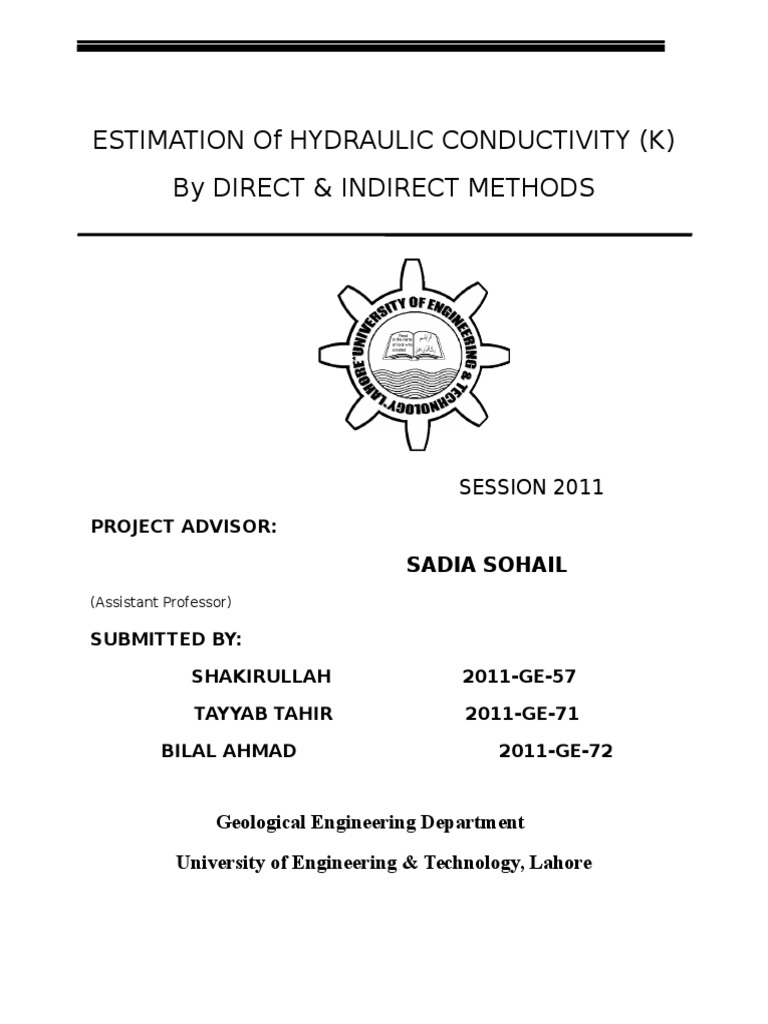 Estimation of Hydraulic Conductivity | PDF | Science | Engineering