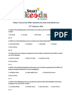 MCQs On Current Affair Questions 27 February 2016