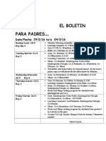 El Boletin para Padres: Date/Fecha: 29/2/16 To/a 04/3/16