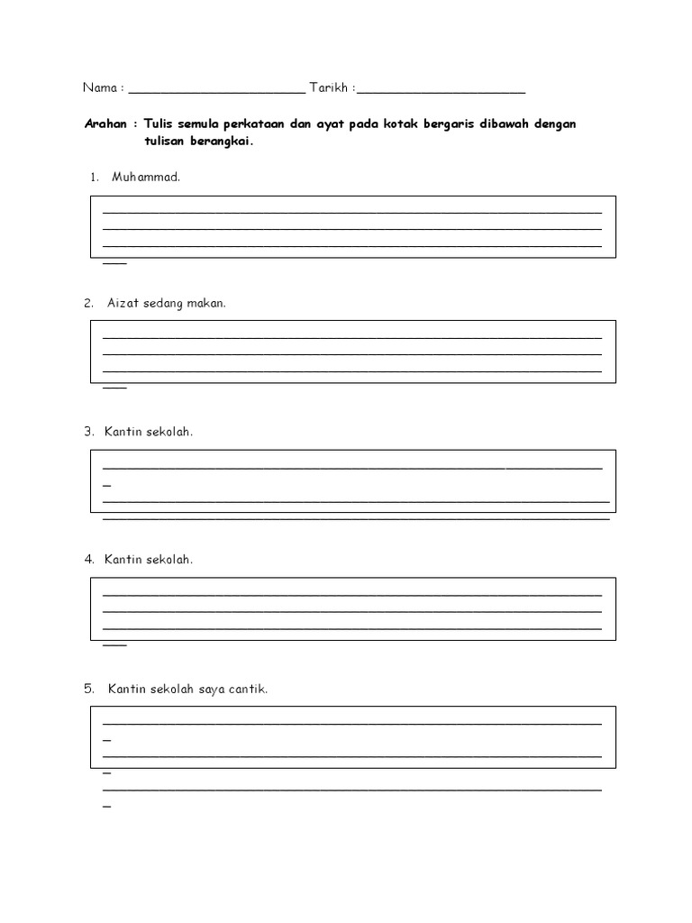 Tulisan Berangkai Perkataan Pdf
