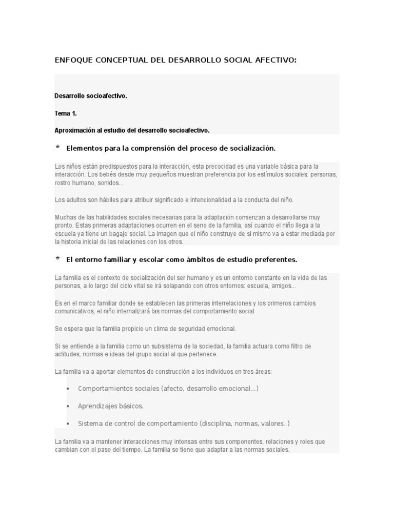 Enfoque del Desarrollo Social Afectivo | PDF | Teoría de apego | Moralidad