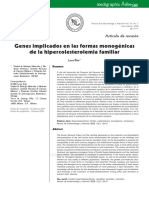 Genes implicados en las formas monogénicas de la hipercolesterolemia familiar