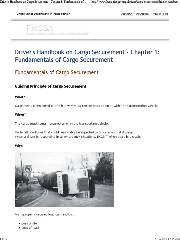 Driver's Handbook on Cargo Securement Chapter 1_ Fundamentals of Cargo Securement _ Federal