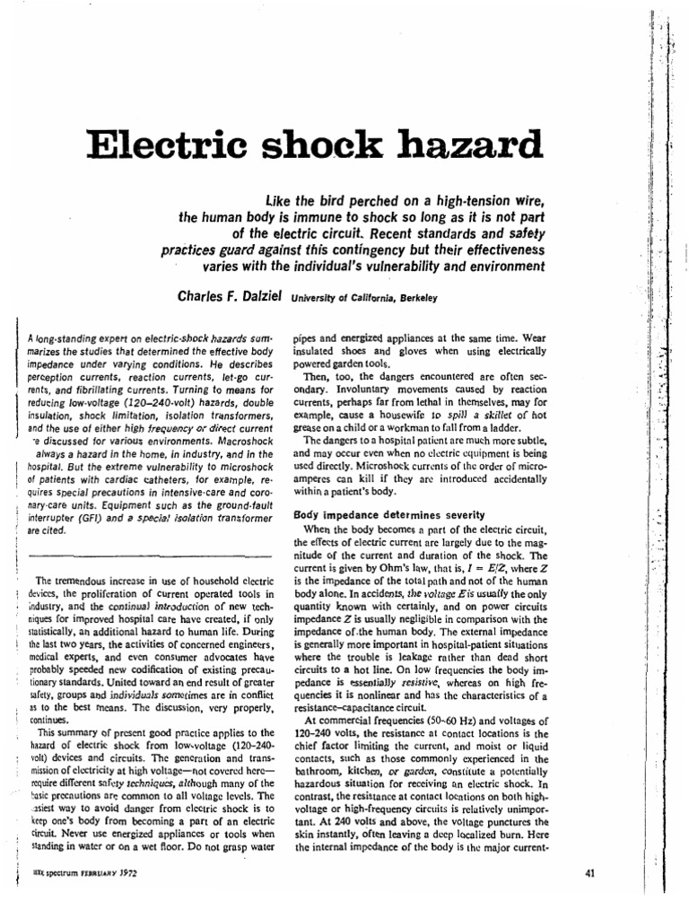 Dalziel - Electric Shock Hazard | PDF