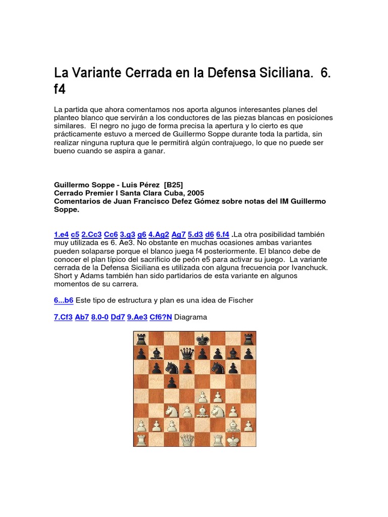 Defensa Siciliana Con f4 | PDF | Juegos de mesa | Juegos de mesa ...
