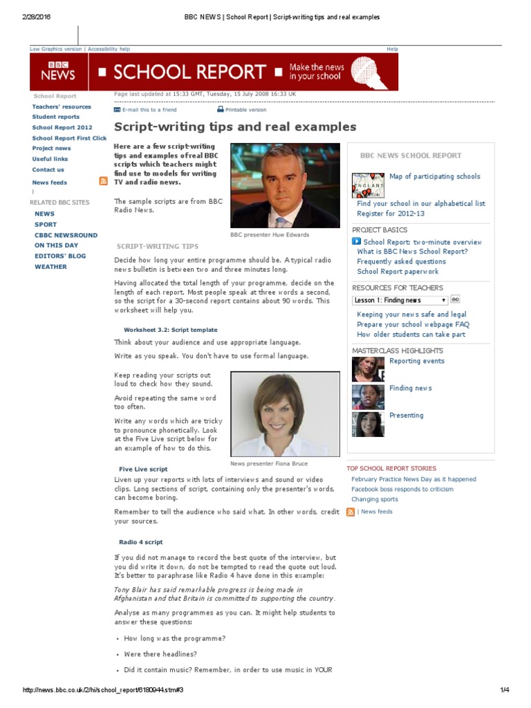 BBC NEWS _ School Report _ Script-writing Tips and Real Examples | Bbc ...