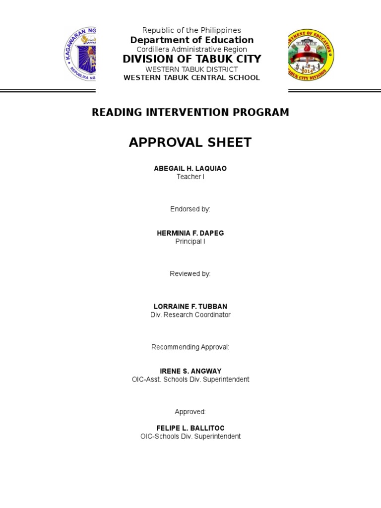 Reading Intervention Sample Proposal Pdf Teachers Curriculum