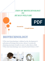 Application of Biotechnology TO Human Welfare: Presented By: P.Deepthi Priyanka