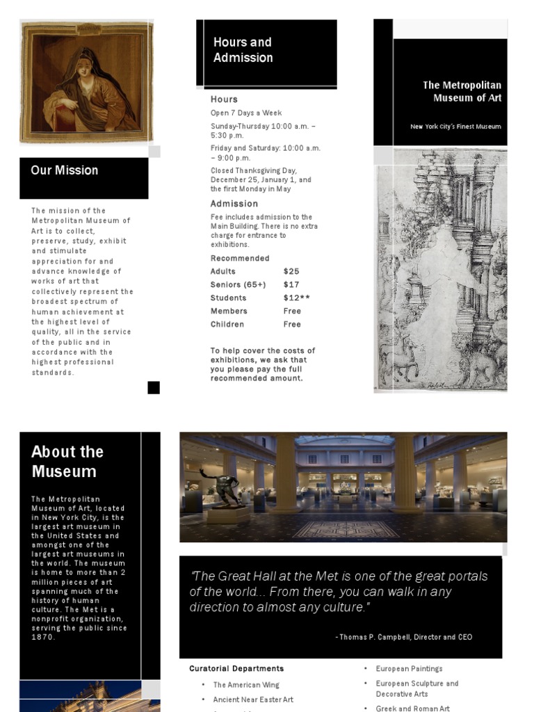 The Met: Hours and Admission Guide | PDF | Art