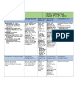 Class Agenda Mrs. Branson 2 Grade Units: Telling Time March 7 - 11, 2016