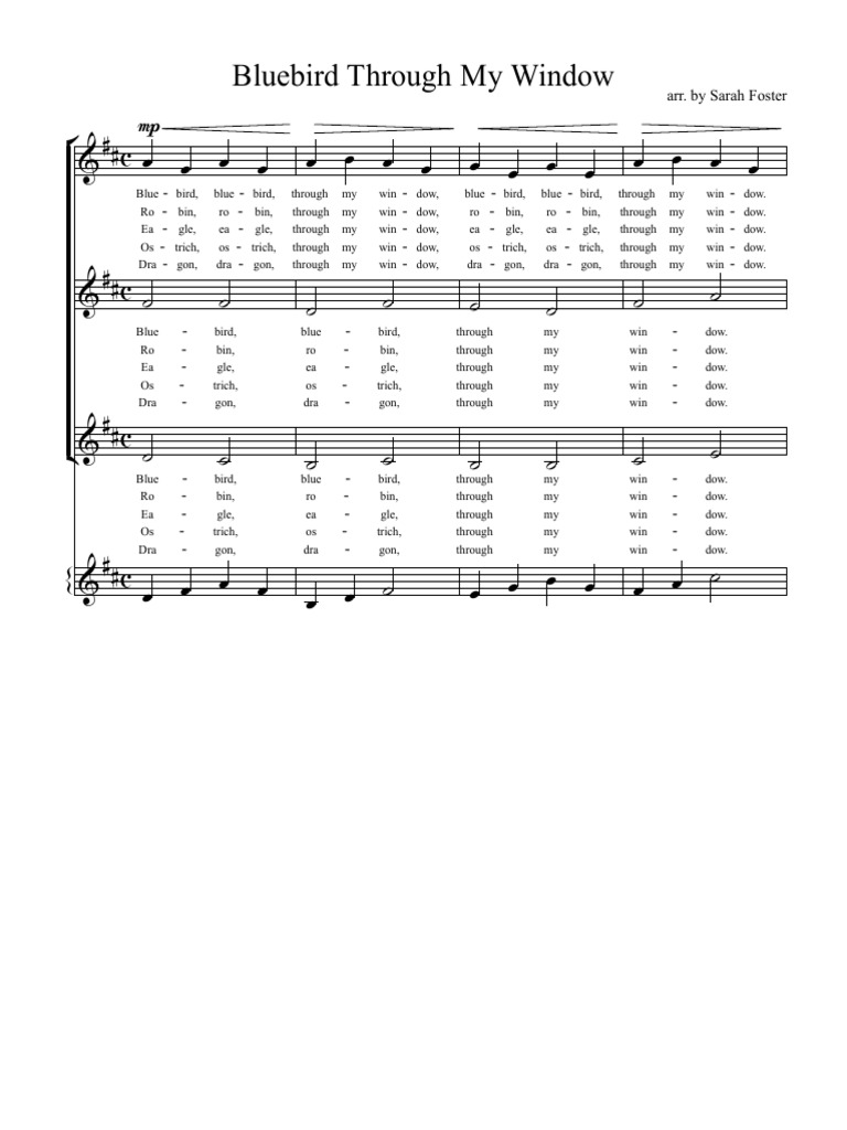 Bluebird Through My Window 3 Part Sib Version 6 Sib New Full Score PDF