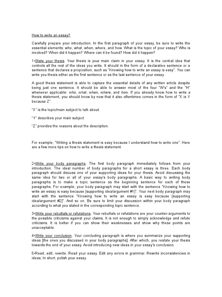 How To Write An Essay  PDF  Essays  Paragraph