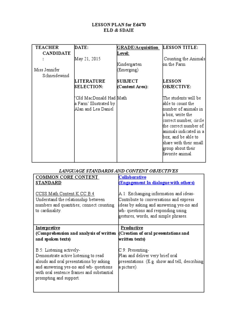 Sdaie Lesson Plan | PDF | Question | Lesson Plan