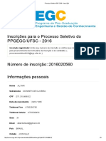 Processo Seletivo EGC 2016 - Inscrição