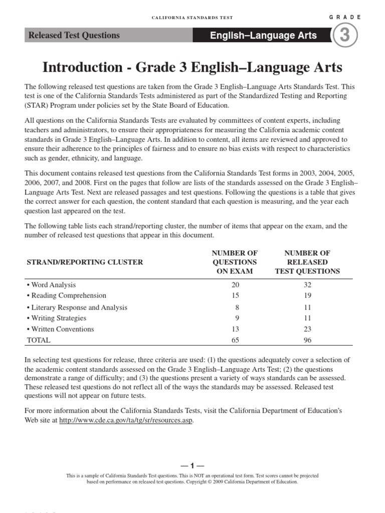 Introduction - Grade 3 English-Language Arts: Released Test Questions ...