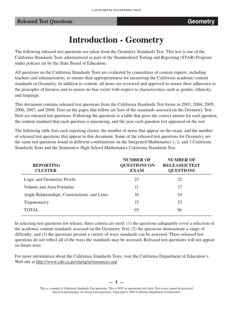 STAR Math Geometry 2009 | PDF