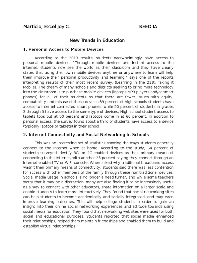 New Trends In Education PDF Social Networking Service Social Media