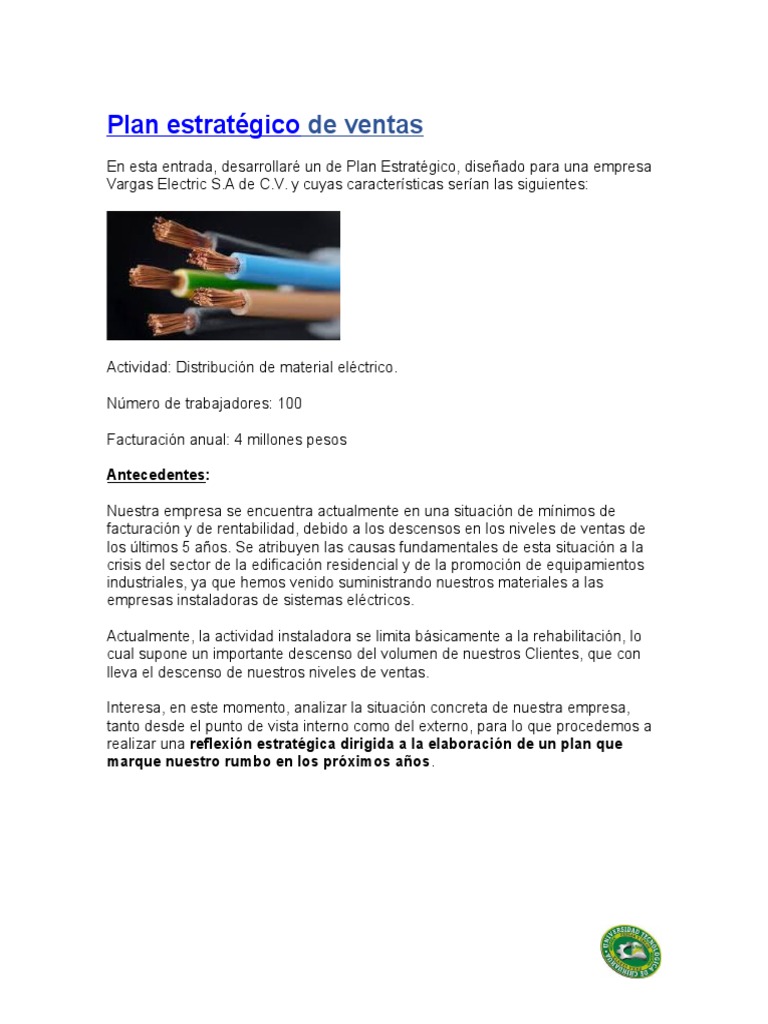 Plan Estratégico para Vargas Electric S.A. | PDF | Gestión de la ...