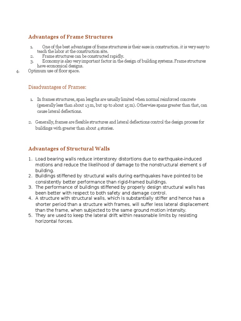 Advantages and Disadvantages of Load Bearing Wall System PDF