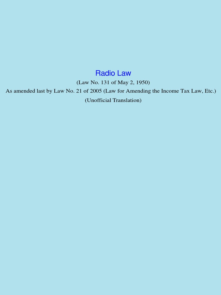 Radio Law PDF PDF Radio Legal Personality