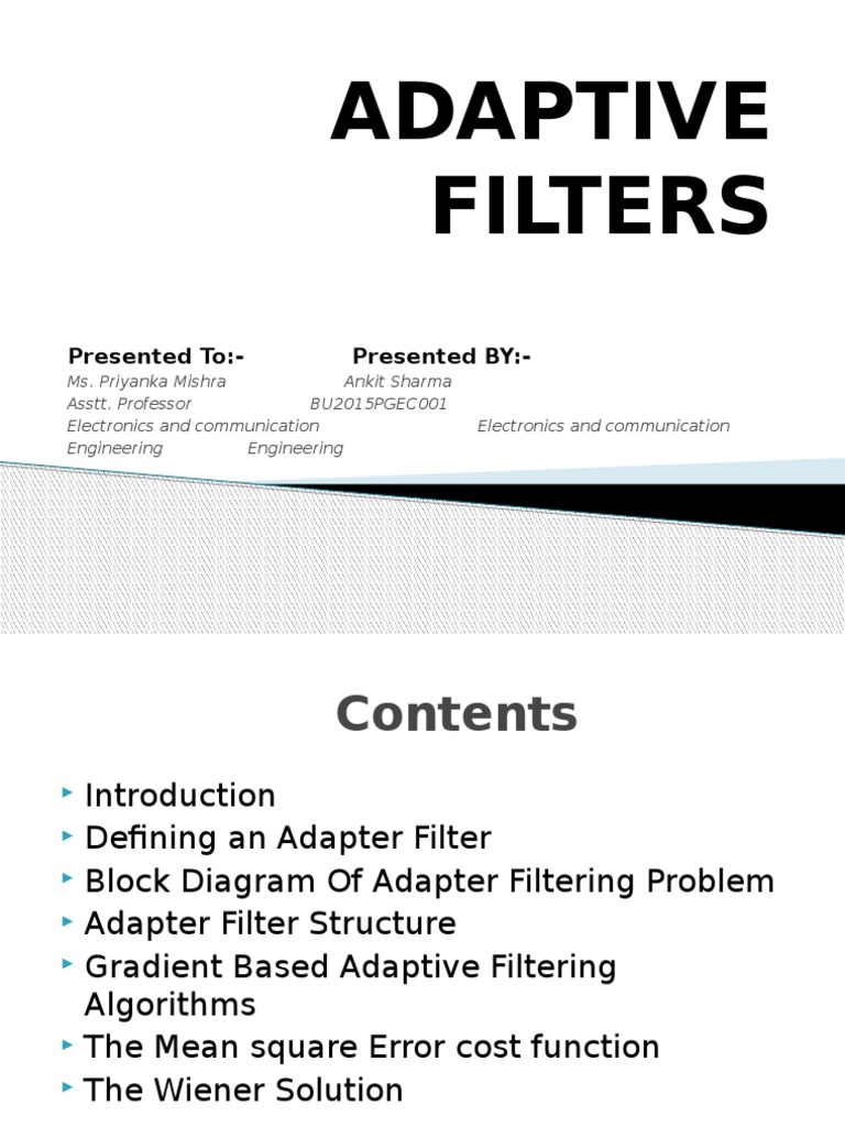 Adaptive Filters in Signal Processing | PDF | Filter (Signal Processing ...
